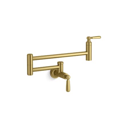 Kohler Wall-Mount Pot Filler in Vibrant Brushed Moderne Brass 28359-2MB